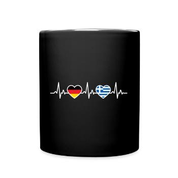 Grèce Allemagne Battement de cœur Drapeau Grec - Mug uni - noir - Devant