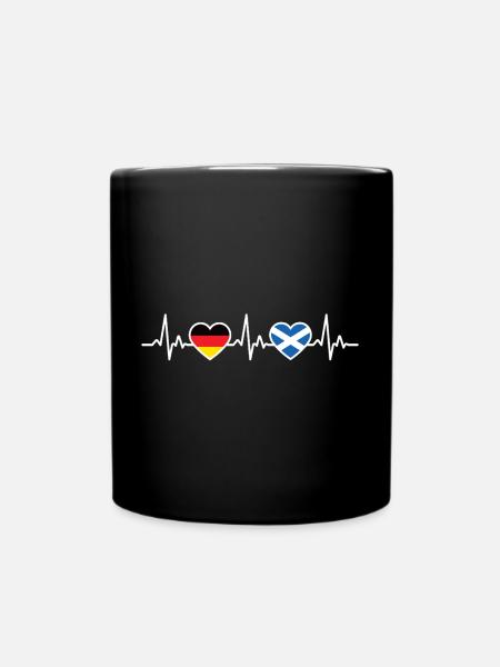 Scotland Germany Heartbeat Flag Scots - Full Colour Mug - black
