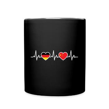 China Germany Heartbeat Flag Chinese - Full Colour Mug - black - Front