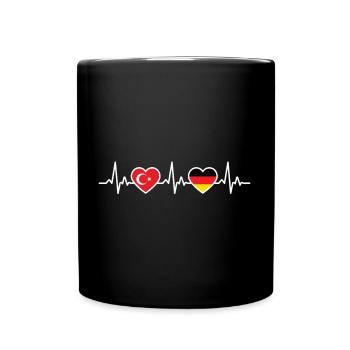Turkey Germany Heartbeat Turkish German - Full Colour Mug - black - Front
