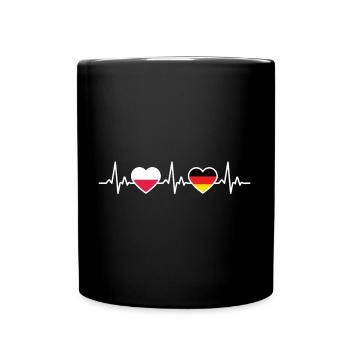 Polen Deutschland Herzschlag Flagge Pole Polin - Tasse einfarbig - Schwarz - Vorne
