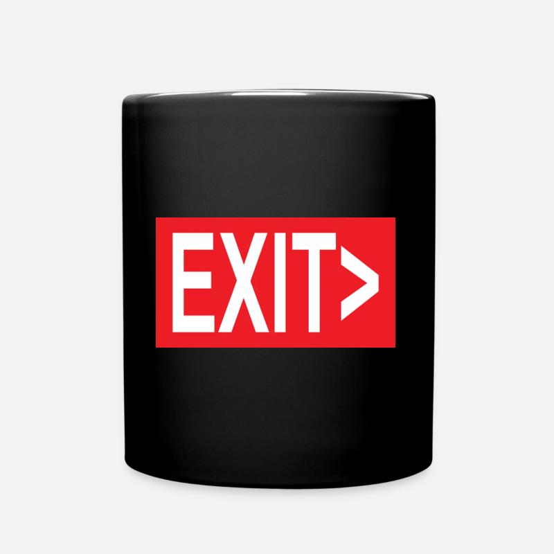 Exit / Exit / Emergency Exit - Full Colour Mug - black