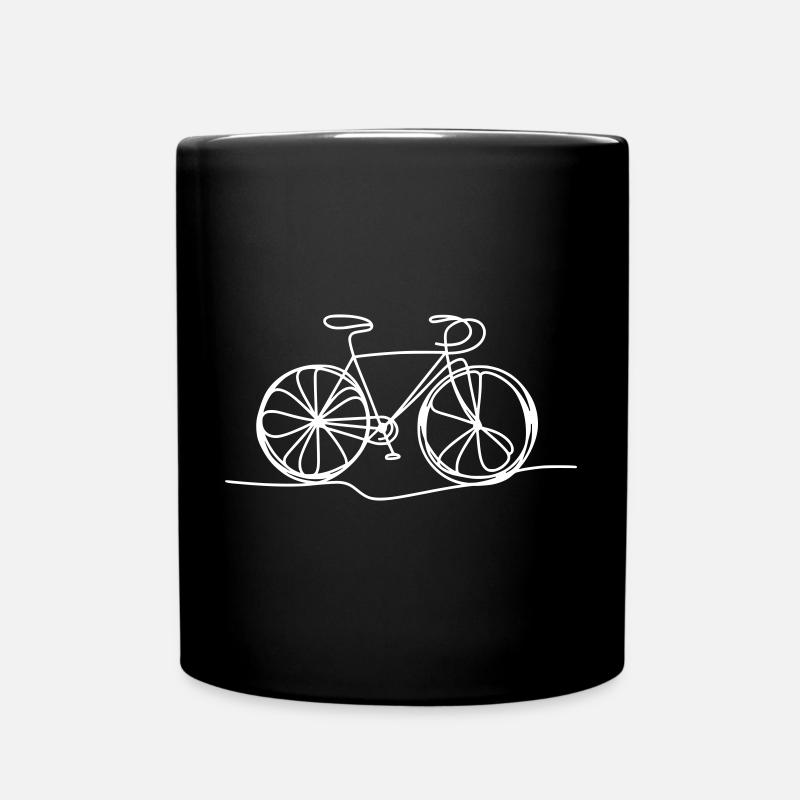 Fahrrad in einer Linie - Tasse einfarbig - Schwarz