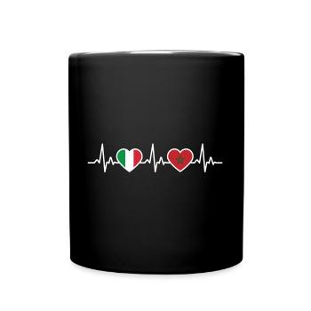 Maroc Italie Vintage Heartbeat Drapeau - Mug uni - noir - Devant