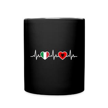 Albanie Italie Drapeau albanais de battement de cœur - Mug uni - noir - Devant