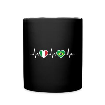 Brazil Italy Heartbeat Flag Brazil - Full Colour Mug - black - Front