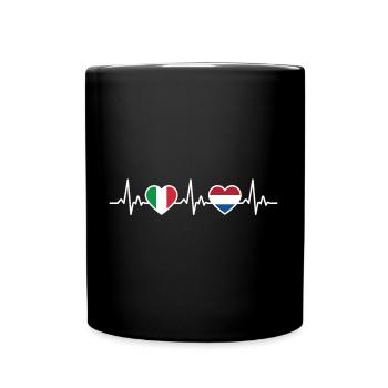 Netherlands Italy Dutch Heartbeat Flag - Full Colour Mug - black - Front