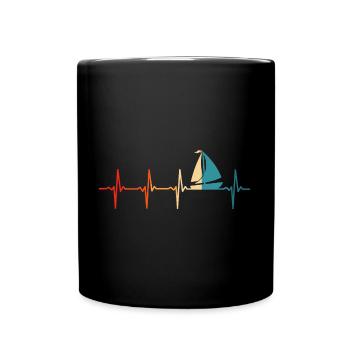 Bateau de marin rétro Heartbeat Sailing - Mug uni - noir - Devant