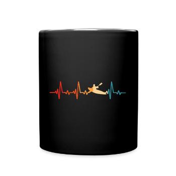 Kajak Kanu retro herzschlag kajakfahren paddelboot - Tasse einfarbig - Schwarz - Vorne