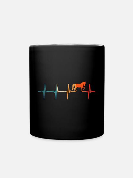 pferd retro herzschlag reiterin - Tasse einfarbig - Schwarz