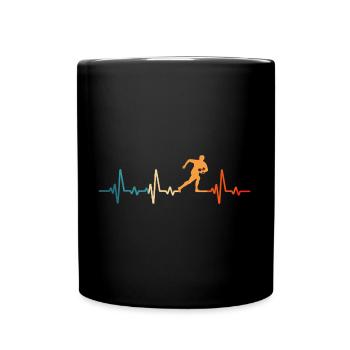 Rugby Heartbeat Retro Rugby Player - Full Colour Mug - black - Front