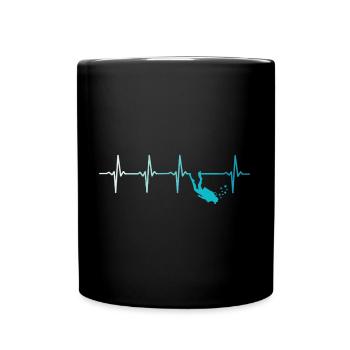 Tauchen Herzschlag Retro Taucher - Tasse einfarbig - Schwarz - Vorne
