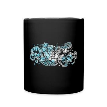 Motif Fleur Bleue - Mug uni - noir - Devant