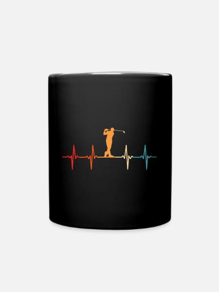 Retro Golf Golfen Herzchlag Golfer - Tasse einfarbig - Schwarz