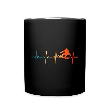 Snowboard heartbeat Snowboarding - Full Colour Mug - black - Front