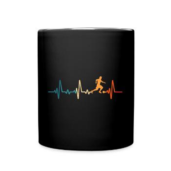 Retro soccer heartbeat soccer t-shirt football - Full Colour Mug - black - Front