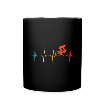 Retro Radfahrer Herzschlag Fahrrad - Tasse einfarbig - Schwarz - Vorne