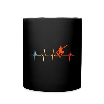Retro Skater heartbeat skateboard t-shirt skater - Full Colour Mug - black - Front