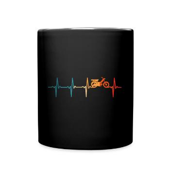 Mofa Mofaroller Herzschlag Mofa Mofafahrer - Tasse einfarbig - Schwarz - Vorne