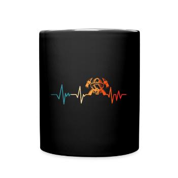 Feuerwehr Herzschlag Feuerwehrmann - Tasse einfarbig - Schwarz - Vorne