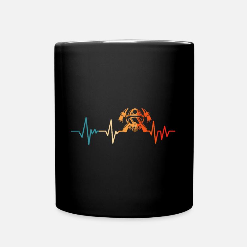 Pompier battement de cœur pompier pompier - Mug uni - noir