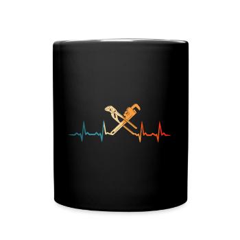 Plumber heartbeat plumber - Full Colour Mug - black - Front