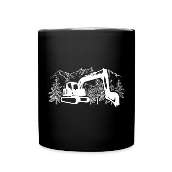 Excavator Silhouette Construction Equipment Operator Work - Full Colour Mug - black - Front