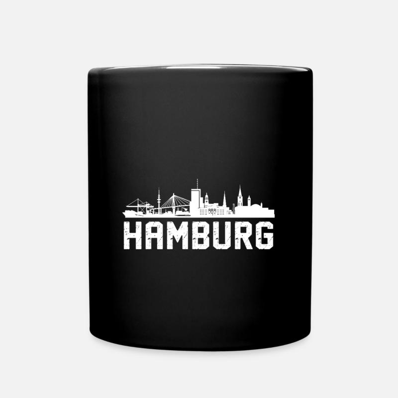 Hamburg Skyline Hamburger - Tasse einfarbig - Schwarz
