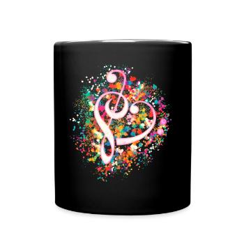 Musique coeur clé de musique danse Fête de la fête - Mug uni - noir - Devant