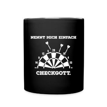 Lustiger Dart Spruch Dartscheibe Darten Geschenk - Tasse einfarbig - Schwarz - Vorne