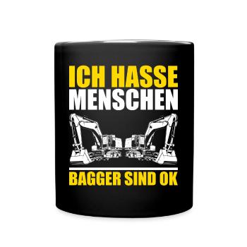 Bagger Maschinenführer Arbeit Beruf Job Gala bau - Tasse einfarbig - Schwarz - Vorne