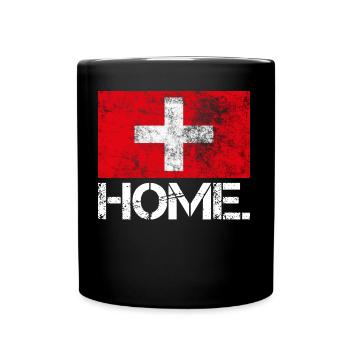 Home Switzerland | Used Look | Flag Gift Idea - Full Colour Mug - black - Front
