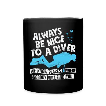 Funny Scuba Diving For Divers - Lustiges Tauchen - Tasse einfarbig - Schwarz - Vorne
