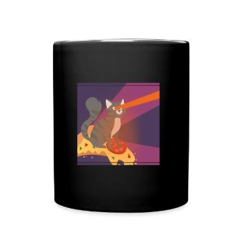 Cat Pussy Pizza Food Hunger Hangover Funny - Full Colour Mug - black - Front