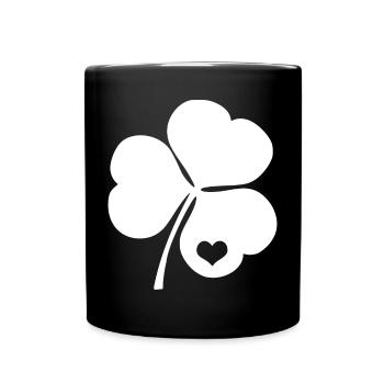 Trèfle irlandais avec coeur - Mug uni - noir - Devant