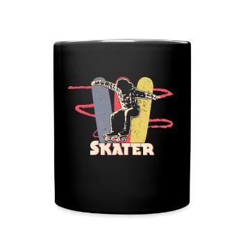 Retro Skateboard - Tasse einfarbig - Schwarz - Vorne