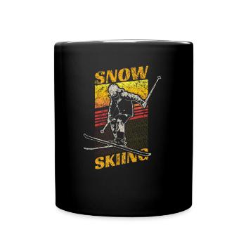 Retro Ski Geschenk - Tasse einfarbig - Schwarz - Vorne
