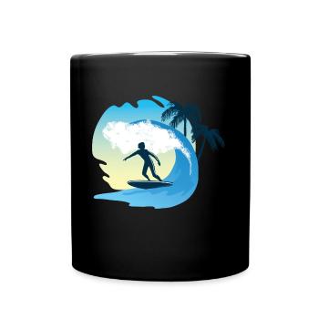 Surfen - Tasse einfarbig - Schwarz - Vorne