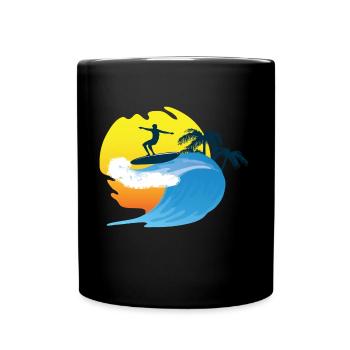 Surfen - Tasse einfarbig - Schwarz - Vorne