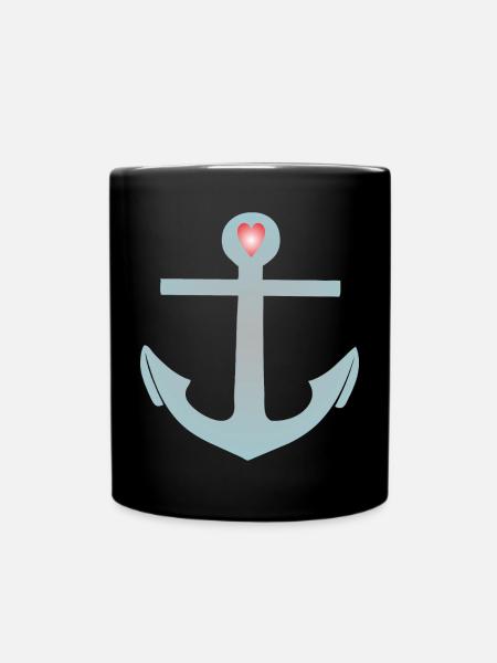Anker Maritim Herz - Tasse einfarbig - Schwarz