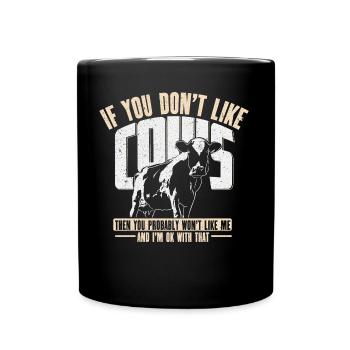 Kuh Spruch Geschenk - Tasse einfarbig - Schwarz - Vorne