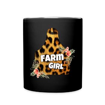 Étiquette de vache de fille de ferme - Mug uni - noir - Devant