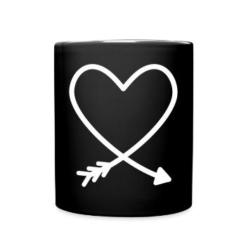 Heart Arrow Love Friendship Power Gift Idea - Full Colour Mug - black - Front