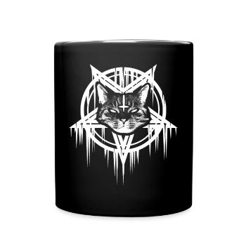 Satanic Cat in Pentagram - Full Colour Mug - black - Front