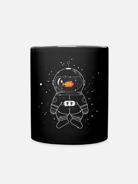 Astronaut with goldfish - Full Colour Mug - black