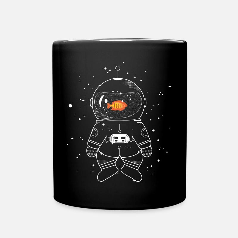 Astronaut with goldfish - Full Colour Mug - black