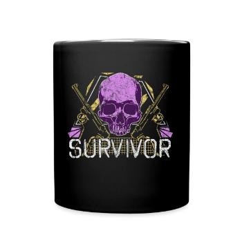 Spruch Totenkopf - Tasse einfarbig - Schwarz - Vorne