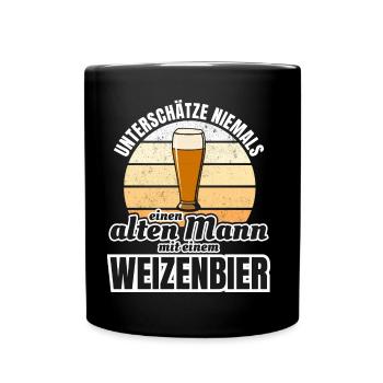 Weizenbier alter Mann Grossvater Vater Geschenk - Tasse einfarbig - Schwarz - Vorne