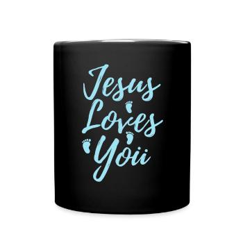 Jesus loves you. Christian gift for children - Full Colour Mug - black - Front
