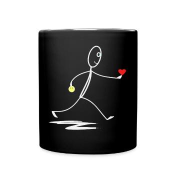 Herz - Herzlich - Strichmännchen - Tasse einfarbig - Schwarz - Vorne